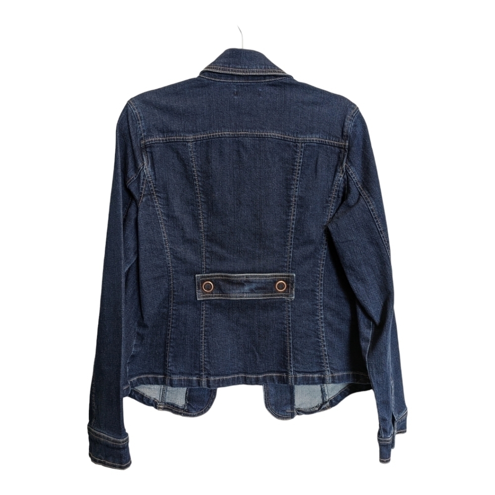 Bass jean denim jacket zipper snap - Picture 2 of 5